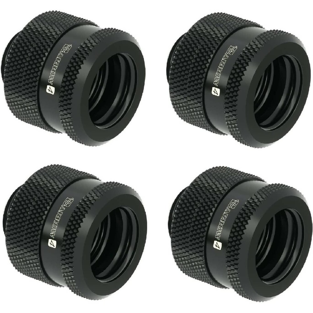 Barrow G1/4" to 14mm Hard Tubing Compression Fitting, Black, 4-pack